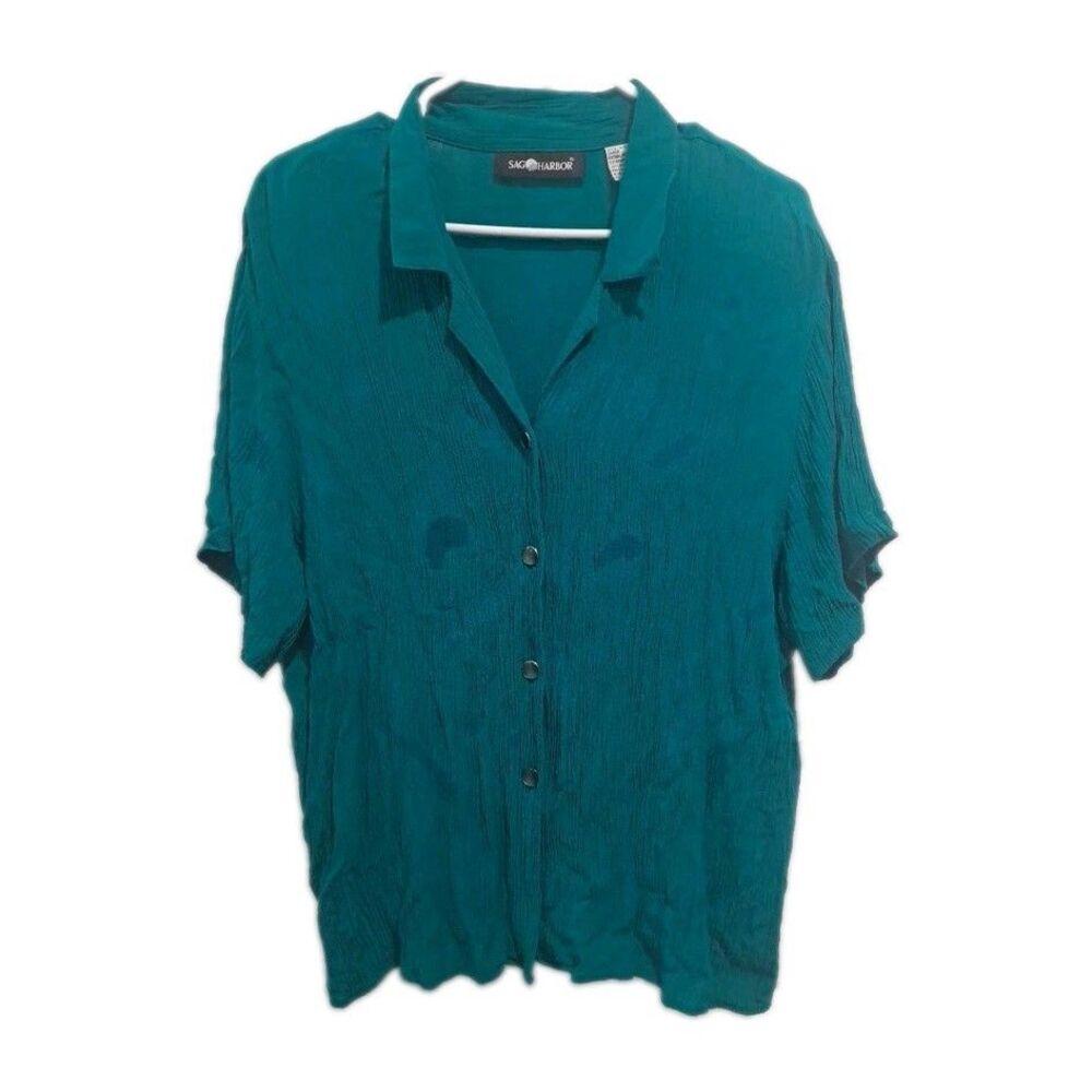 sag harbor top xl Teal Blue SS  VTG?